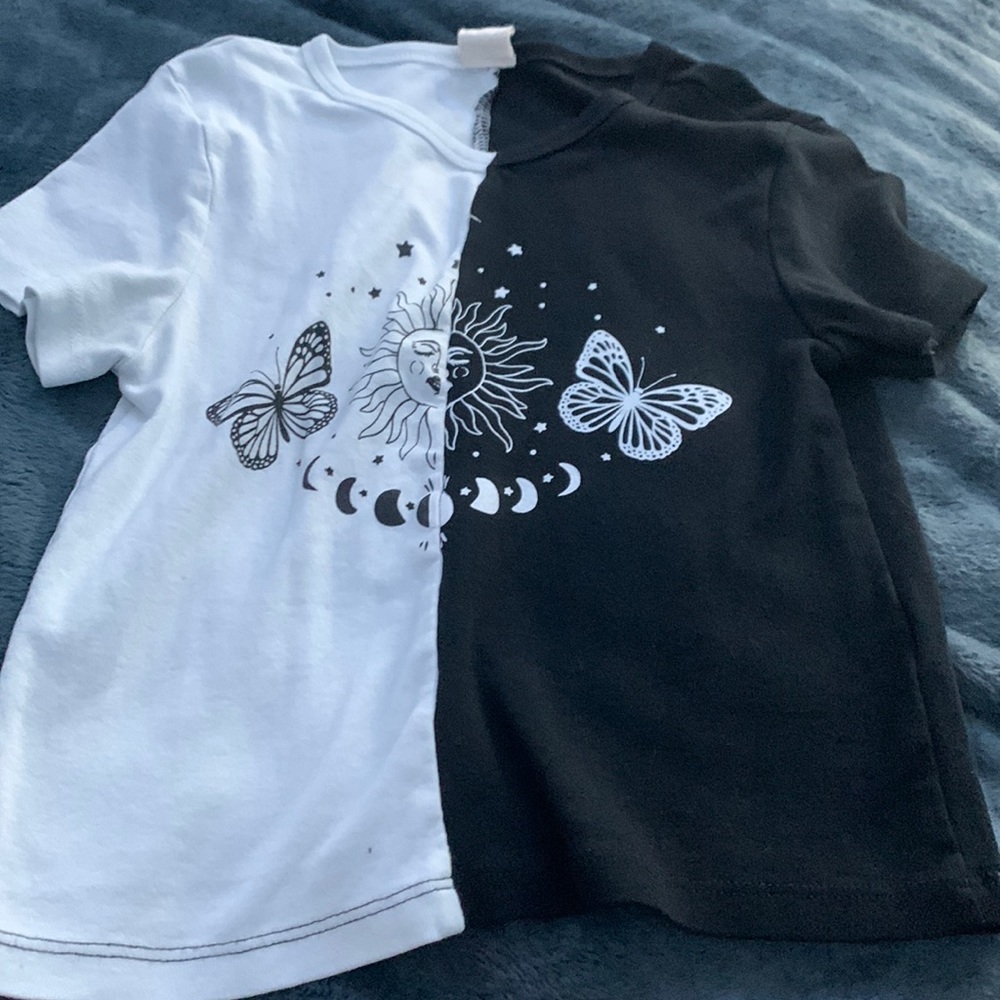 White and black split moon
